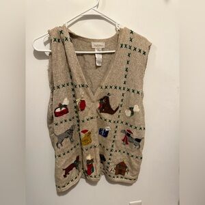 Studio works vintage Christmas dog and cat vest large